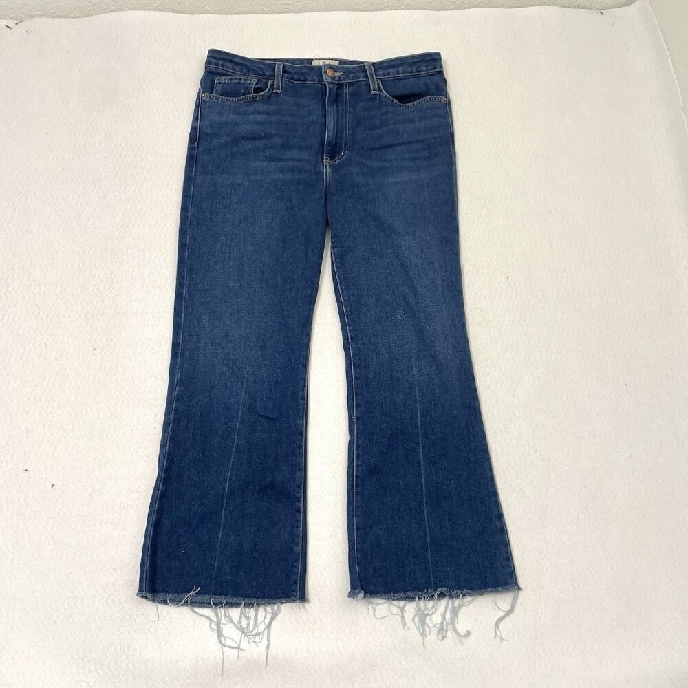 Letter to Juliet LTJ Crop Flare High Rise Raw Hem Jeans Stretch Sicily size 32